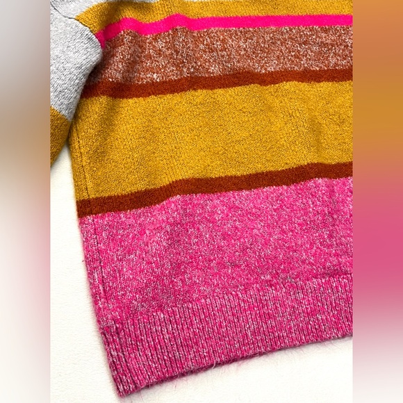 Lou & Grey for LOFT Multicolor Striped Crew Neck Colorful Women’s Sweater - Picture 2 of 16